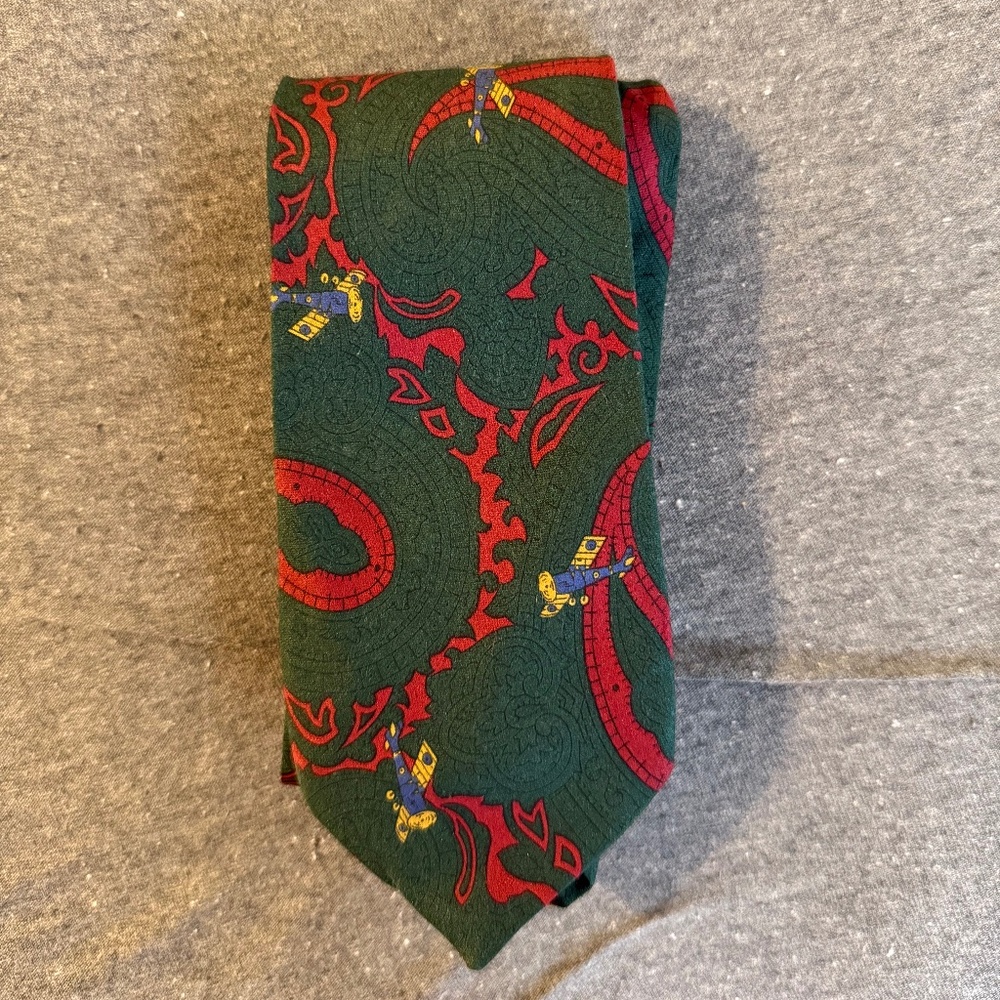 JACQUES ESTIEN Vintage Tie with Jet/Plane Design
